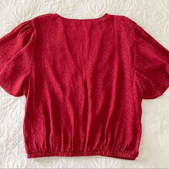 EUC ASTR the Label Red Satin Leopard Wrap Top Blouse Size Small S - Picture 4 of 6